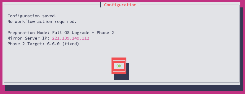 Mirror Manager configuration saved