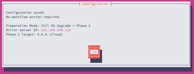 Mirror Manager configuration saved