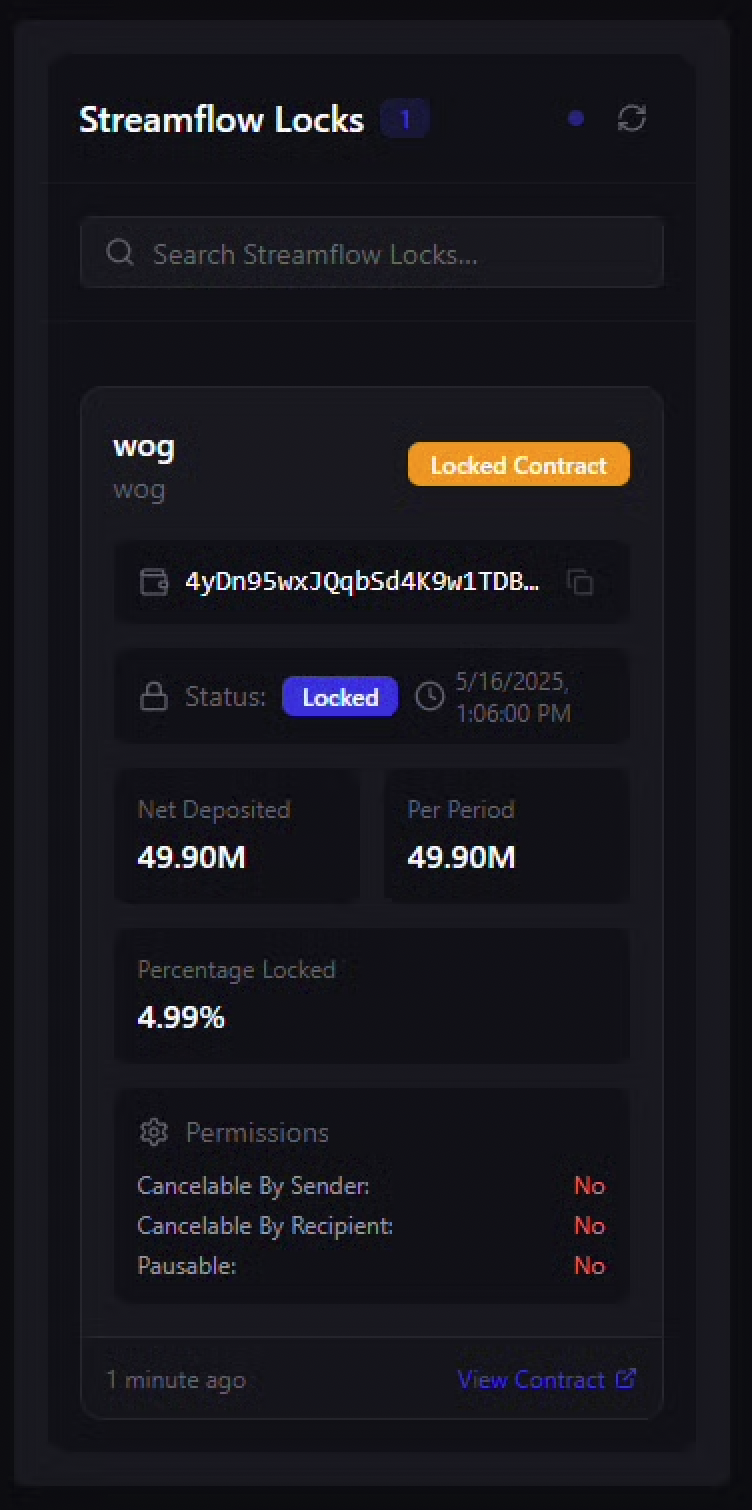 Streamflow Lock Tracker Card