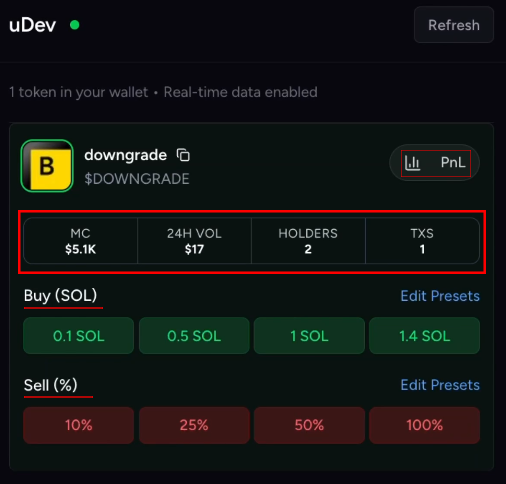 uDev Sell Panel