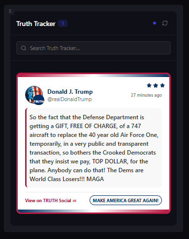 Uxento Truth Social Tracker Card