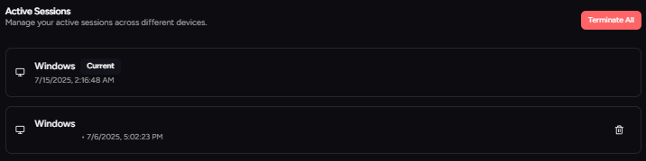 Active Sessions View