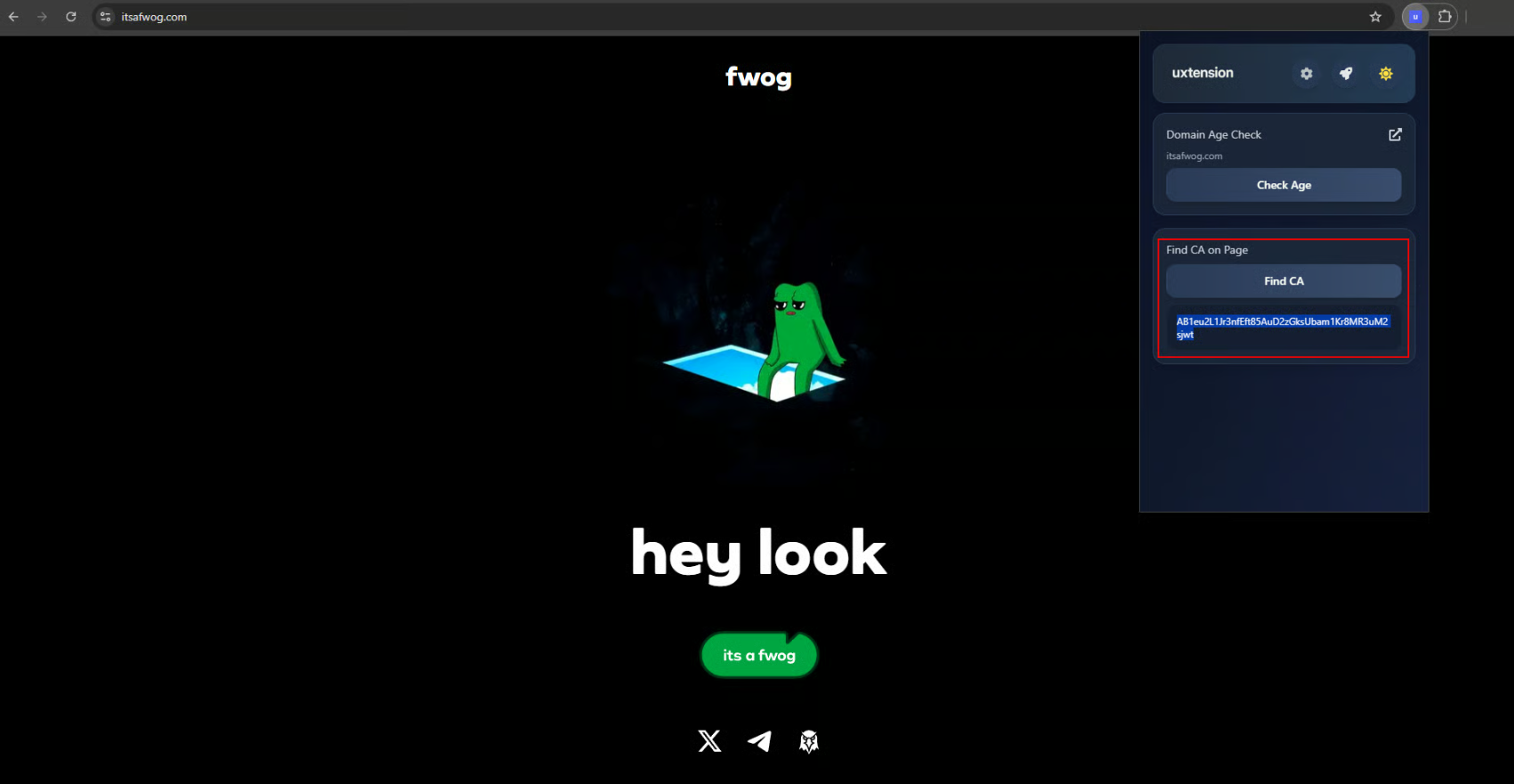 If it finds a CA on the page, uxtension will display it on the tab