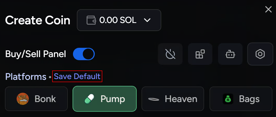 Save Default Platform
