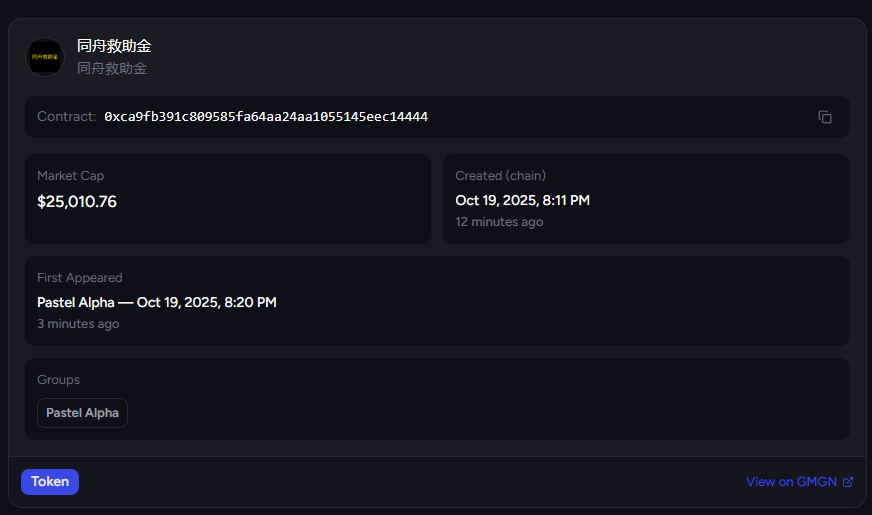 CA Tracker detecting a BNB Contract Address