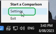 Opening Settings from the Draftable Legal taskbar icon