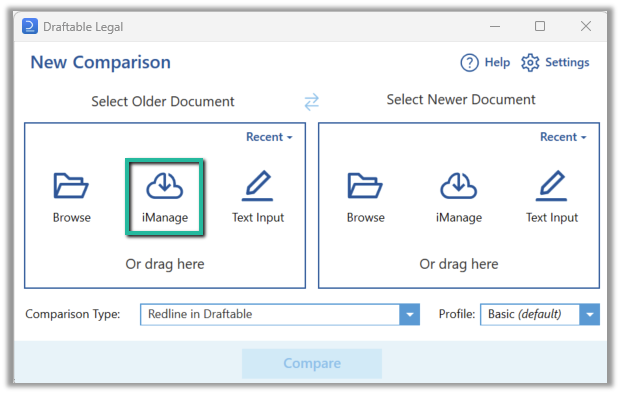 iManage Document version control with Draftable Legal - Draftable