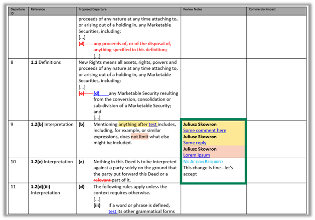 Departures table with comments and notes tags.png