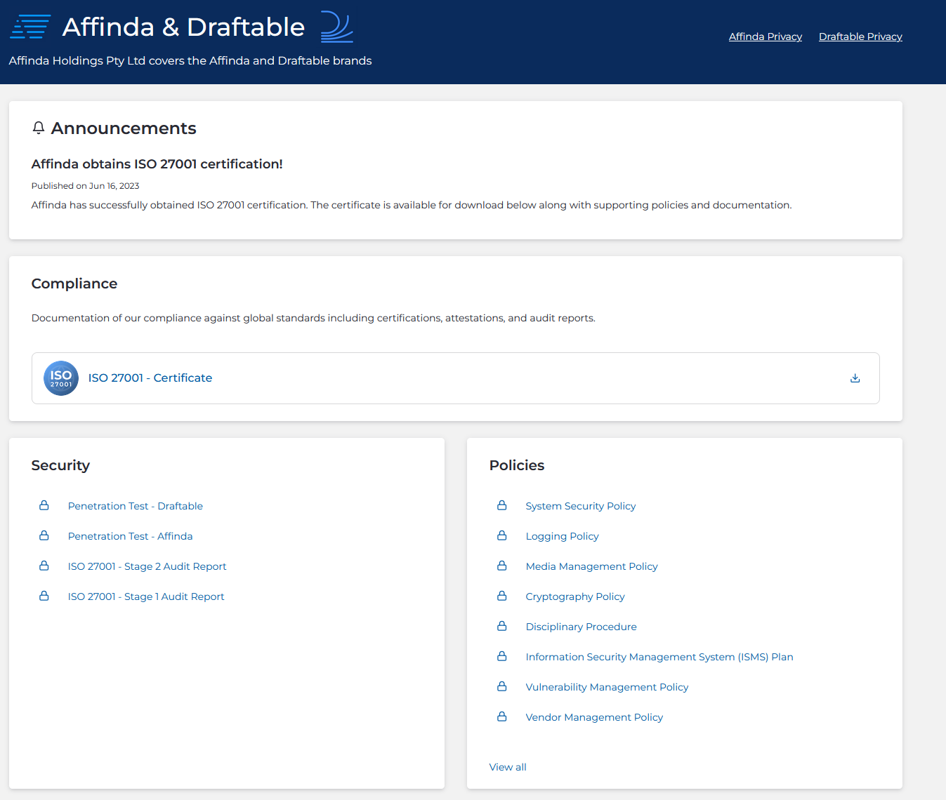 Accessing Draftable’s Compliance & Security Documentation - Draftable