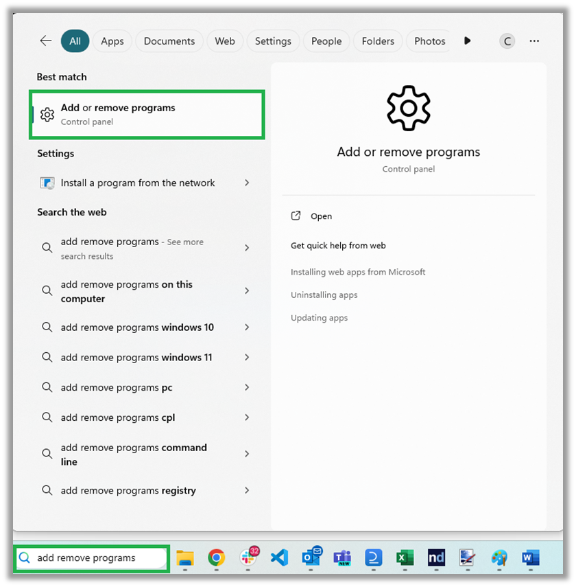 Add or remove programs