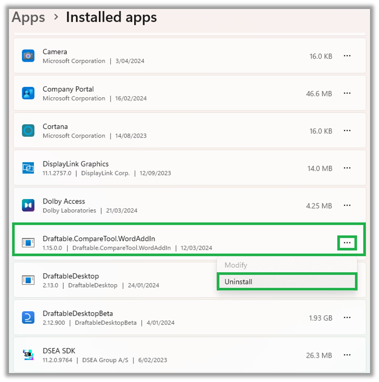 Uninstall Word Add-in