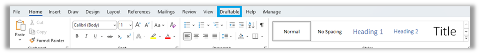 Word Ribbon without Draftable tab