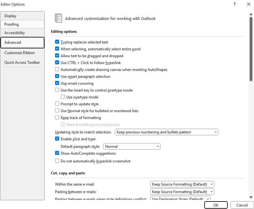 Make “Keep Source Formatting” the default paste option in Outlook (for ...