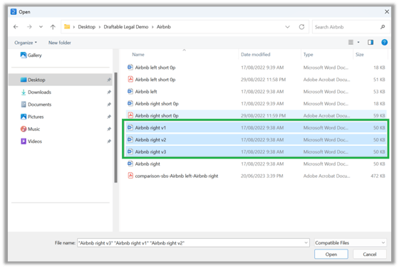 Bulk Compare: How to load and run multiple comparisons at once - Draftable