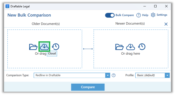 Draftable Icon Bulk Compare: How to load and run multiple comparisons at once - Draftable