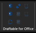 Close-up of the Draftable for Office button group in Excel