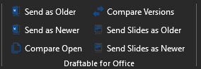 Close-up of the Draftable for Office button group in PowerPoint