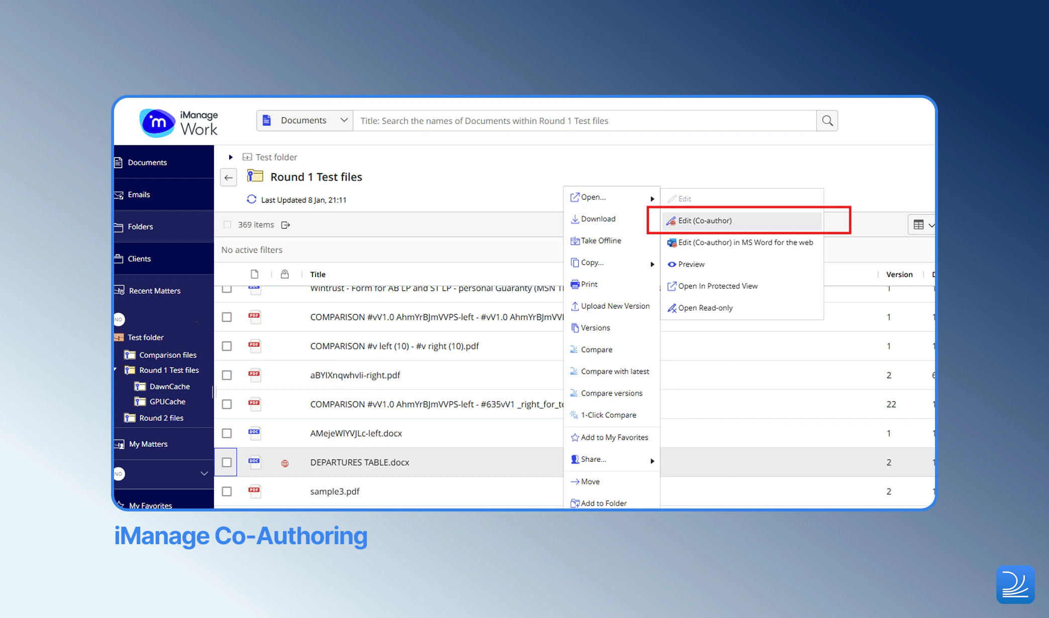iManage Co-Authoring Documents