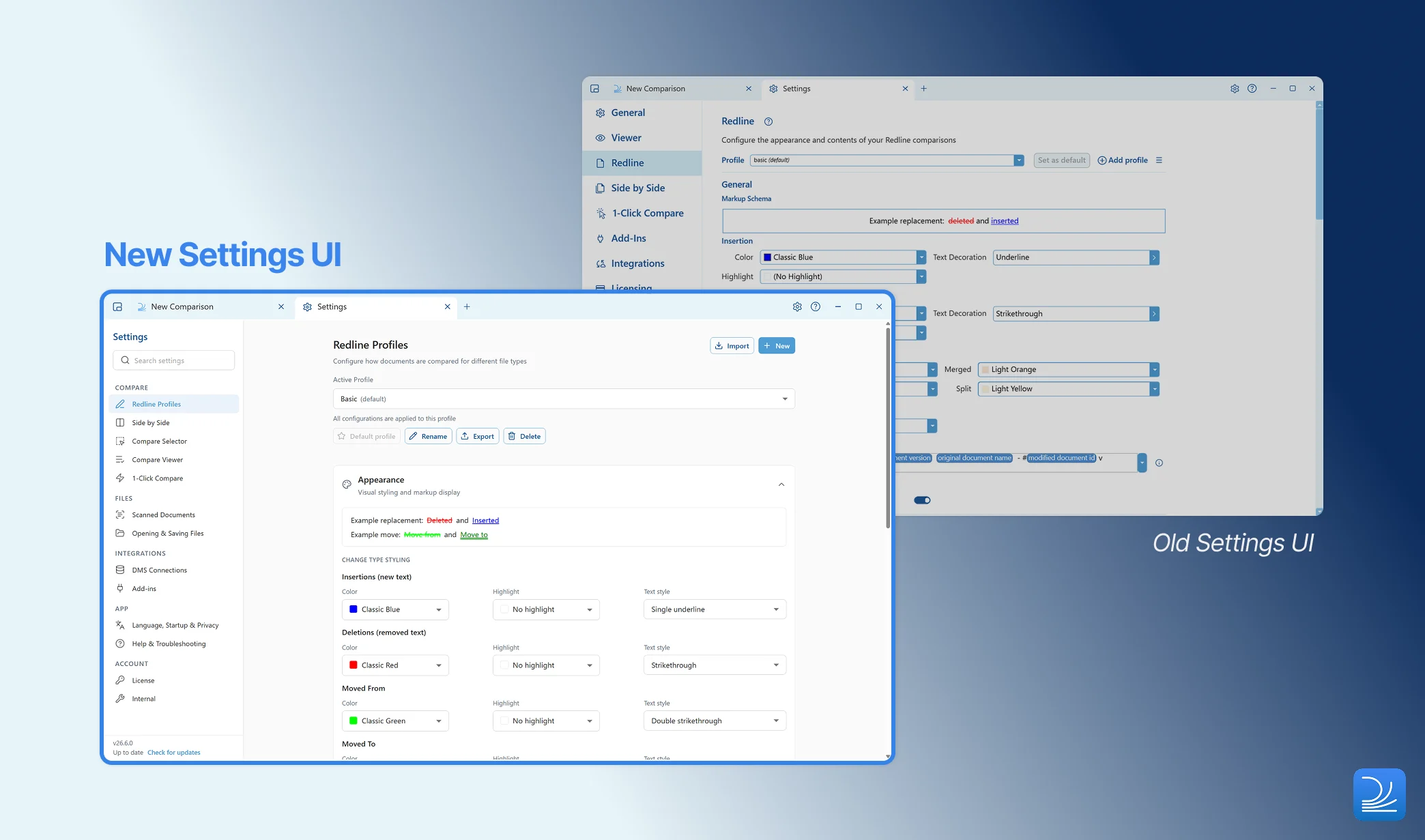 Rebuilt Settings interface
