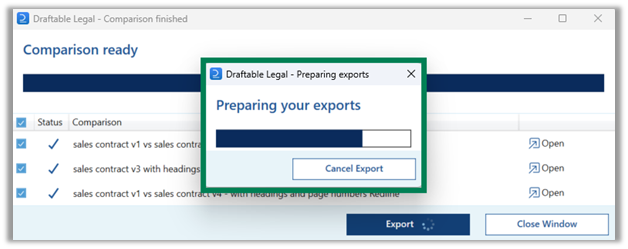 Bulk Compare Progressduringexports