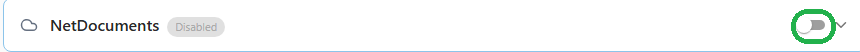 Turning on the NetDocuments enable toggle under DMS Connections in Draftable Legal 26.6