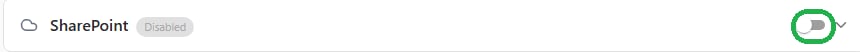 The SharePoint enable toggle turned on under DMS Connections in Draftable Legal 26.6