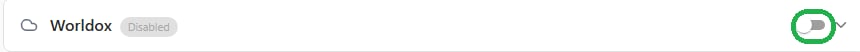 The Worldox enable toggle highlighted under DMS Connections in Draftable Legal 26.6