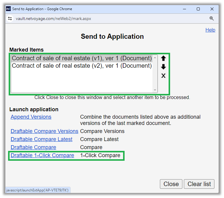 Using 1-Click Compare to run comparisons with your preferred default ...