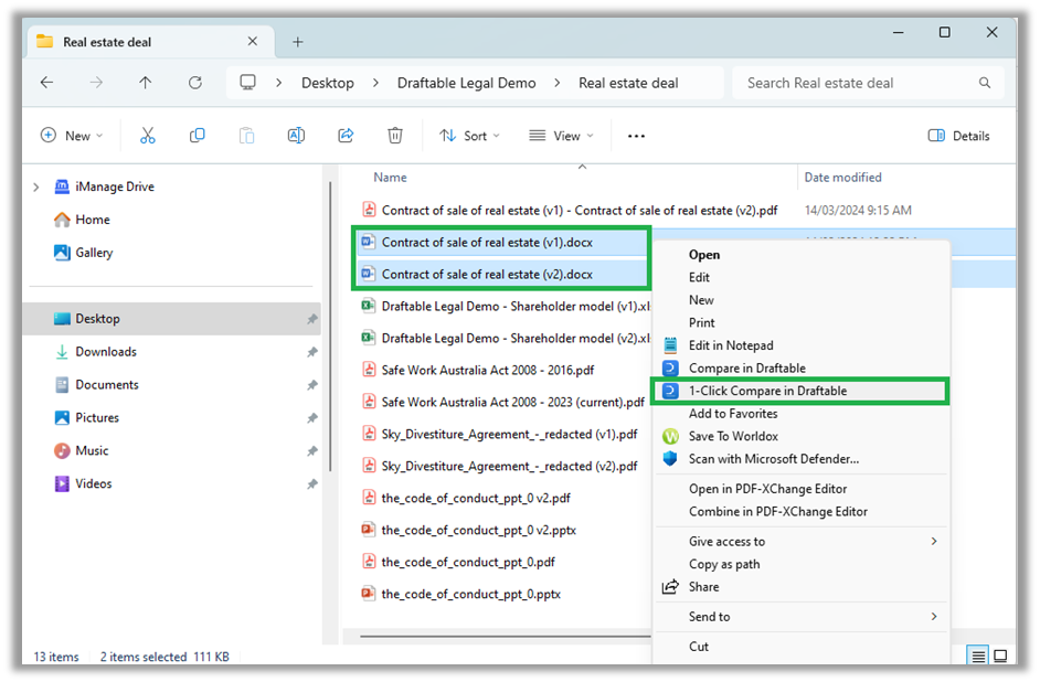 Using 1-Click Compare to run comparisons with your preferred default ...