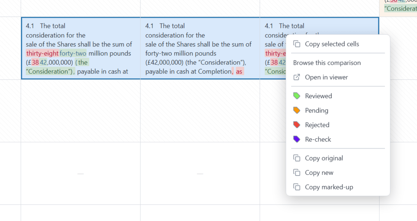 The right-click menu on a grid cell