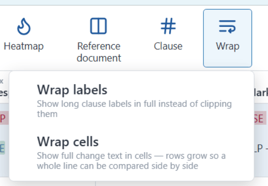 The Wrap menu with Wrap labels and Wrap cells
