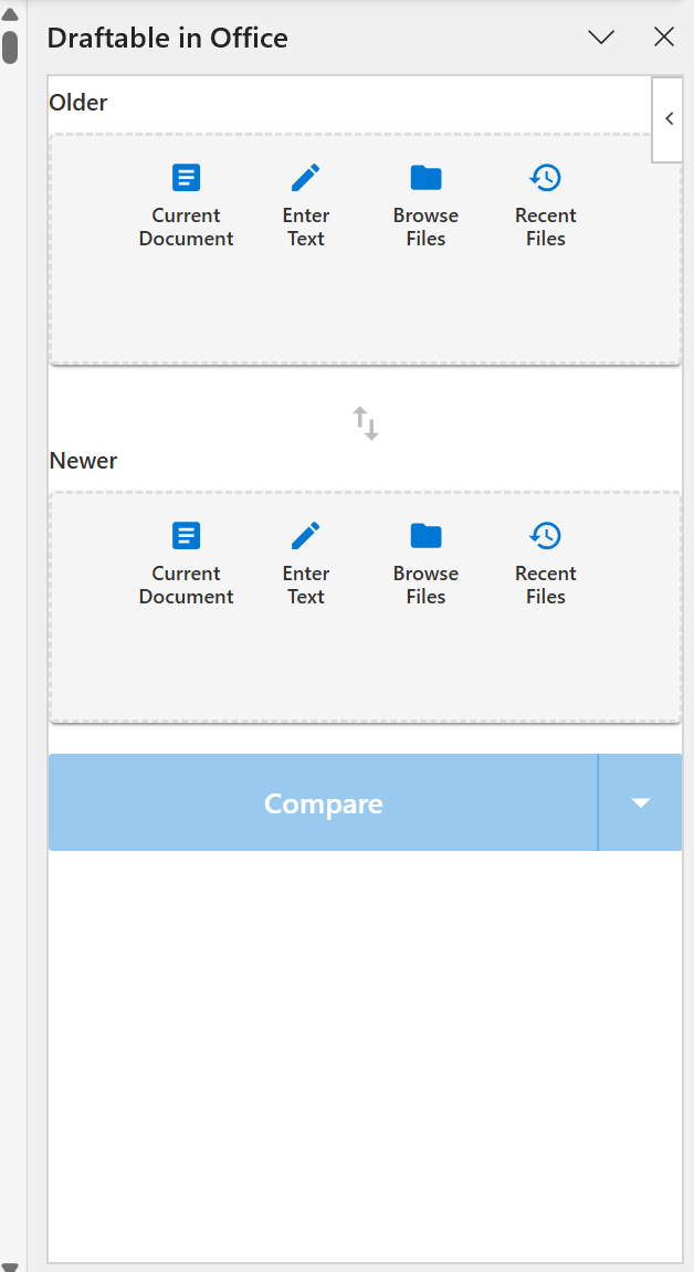 Draftable panel showing Left and Right document selection options