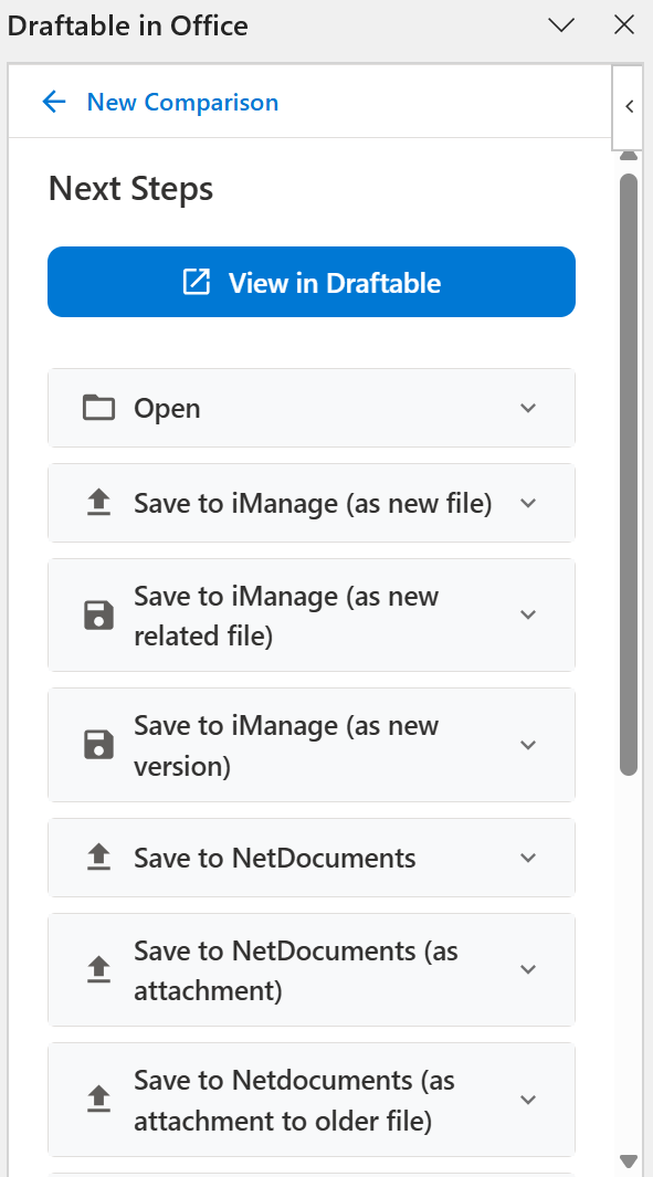 Comparison results with export options