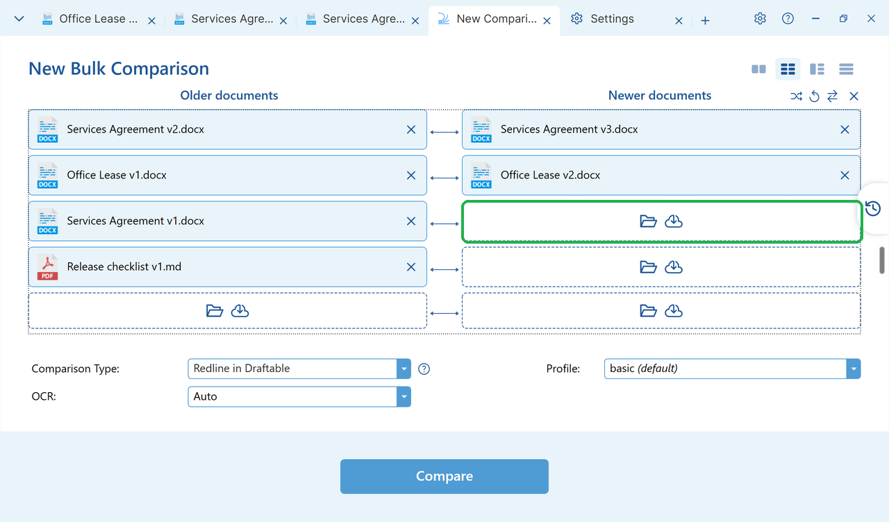 Matched Pairs with Services Agreement and Office Lease pairs and unpaired files in Older documents