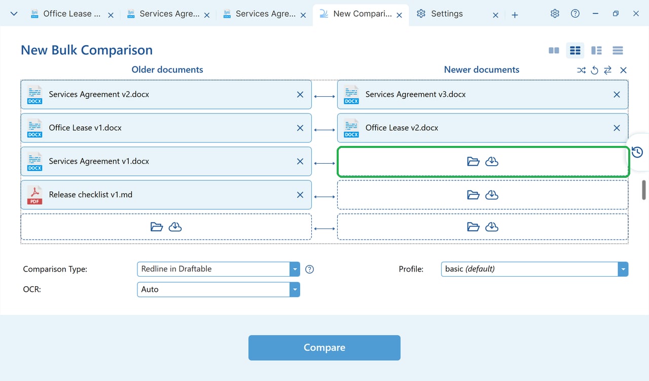 Matched Pairs with Services Agreement and Office Lease pairs and unpaired files in Older documents