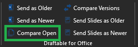 Compare Open button highlighted in PowerPoint