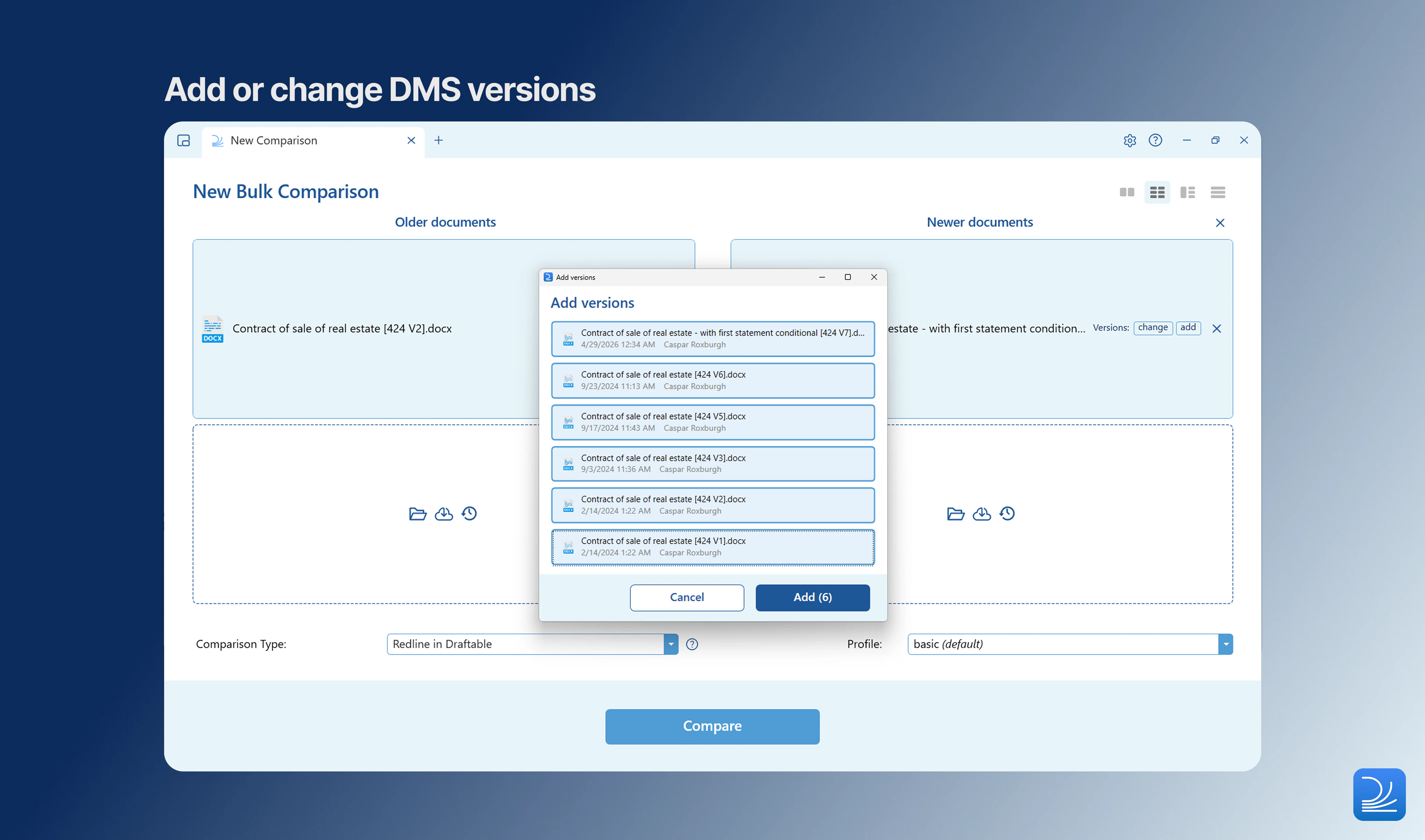 Add and change DMS versions