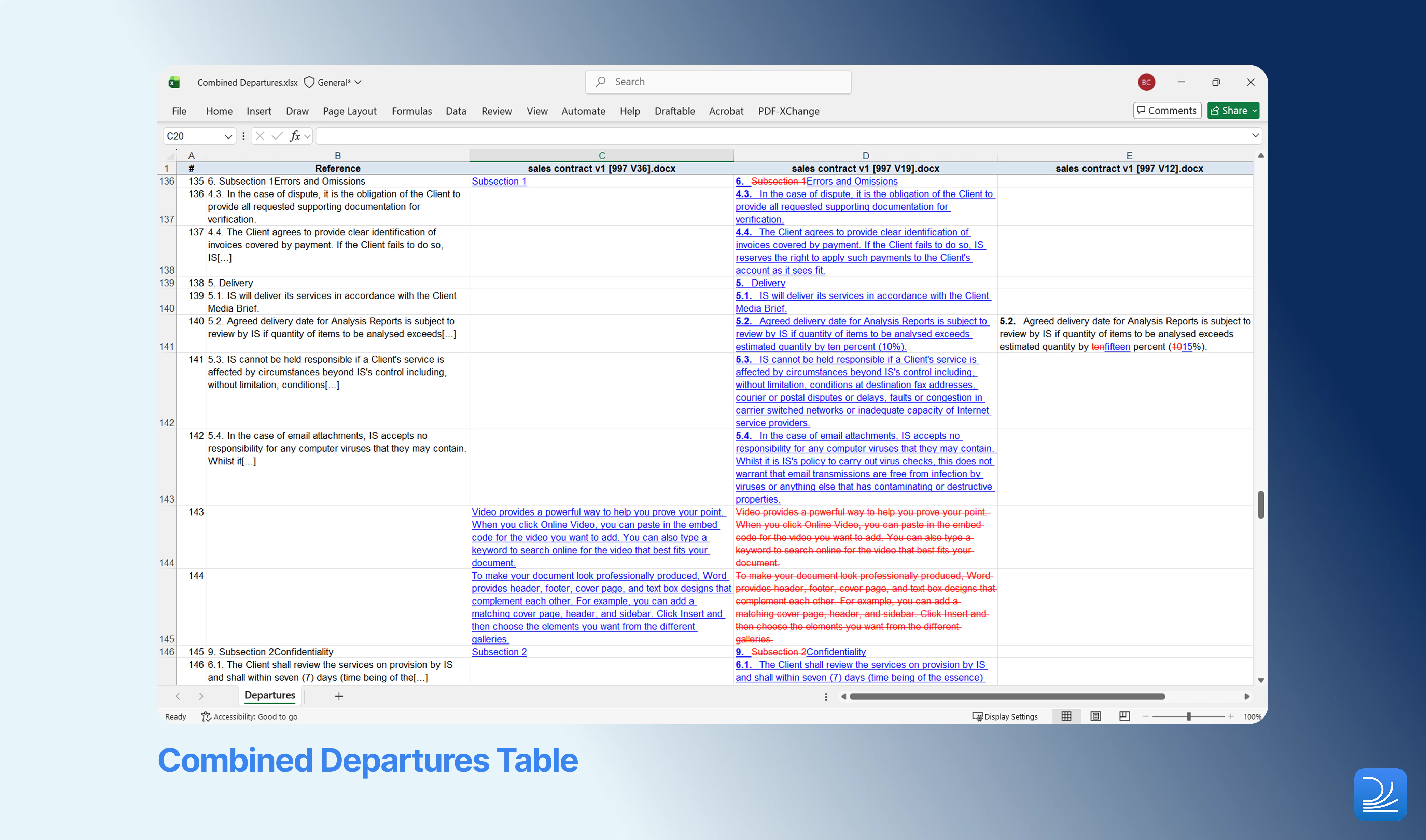 Combined Departures Table