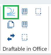 Close-up of the Draftable in Office button group in Excel