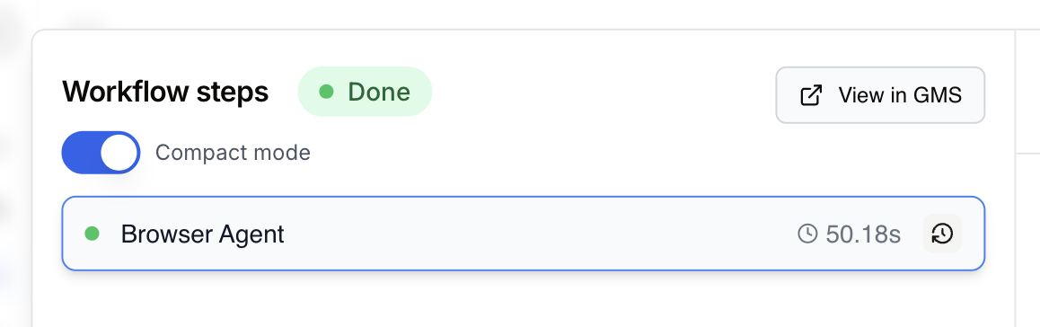 Agent trace button in workflow steps