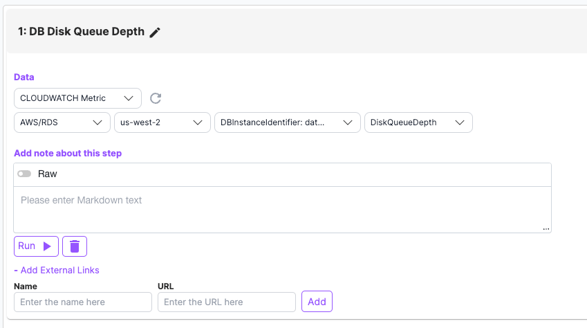 A sample step for a cloudwatch metric