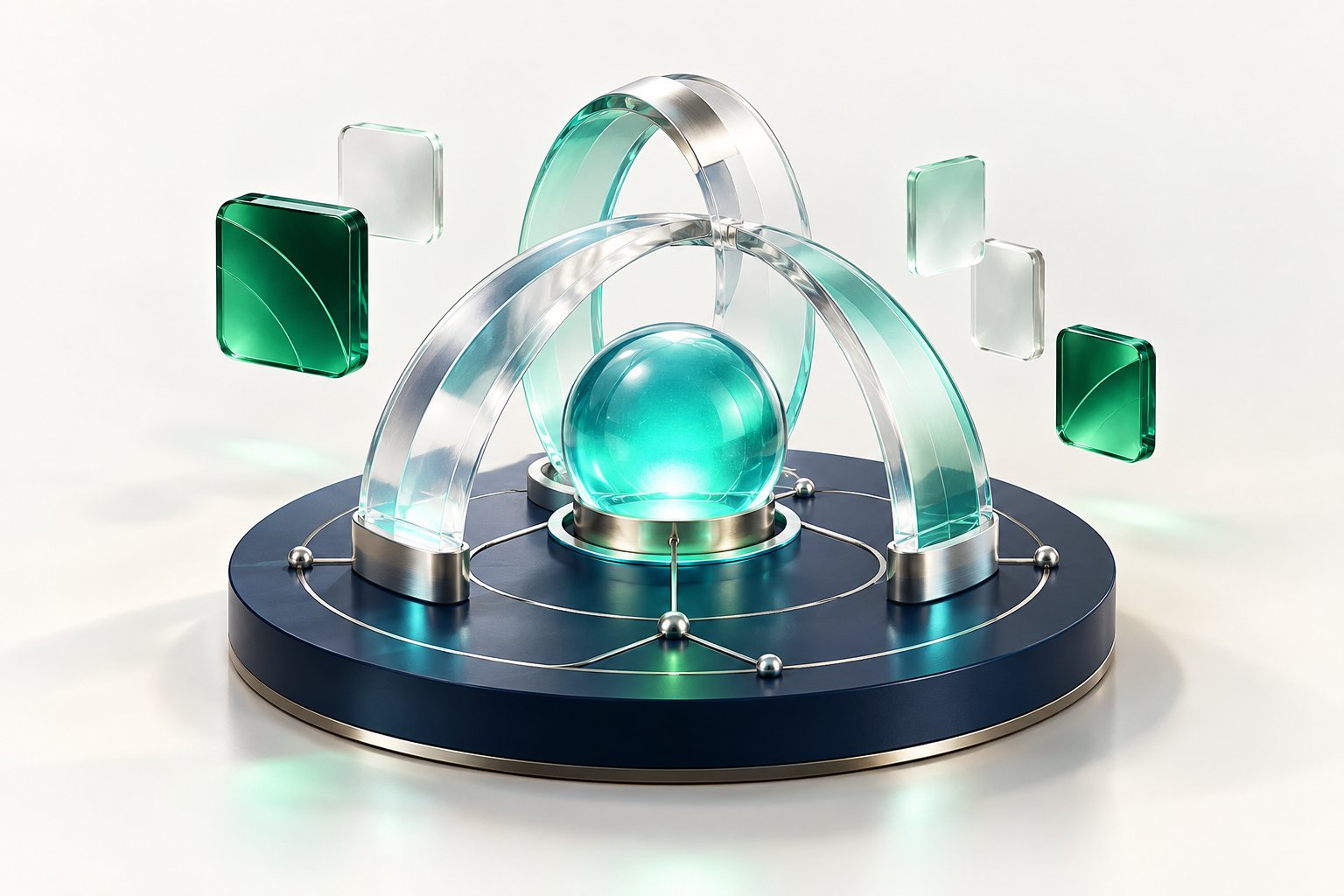 Conceptual sculpture connecting technology, product and innovation