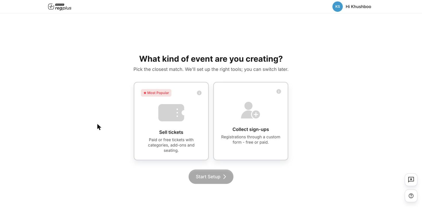 Create event type chooser