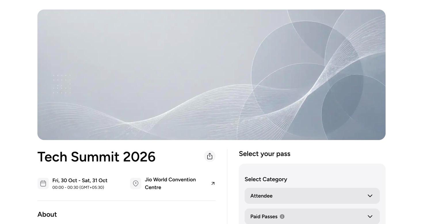 Live event page