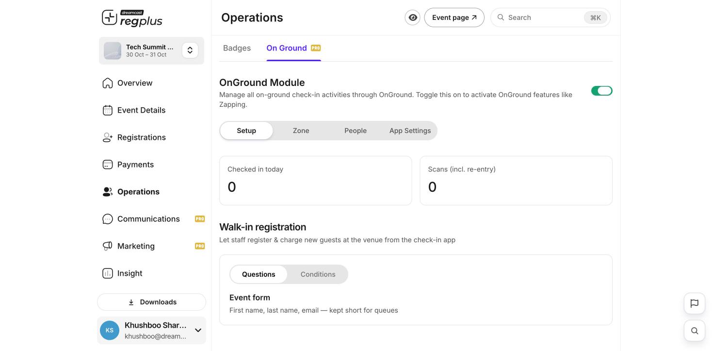 The OnGround module, where you manage on-ground check-in