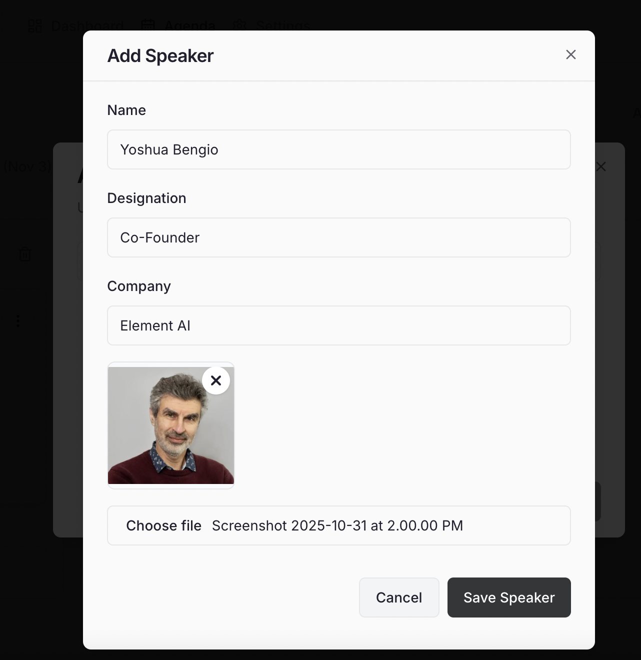 Account Addspeakerform Pn