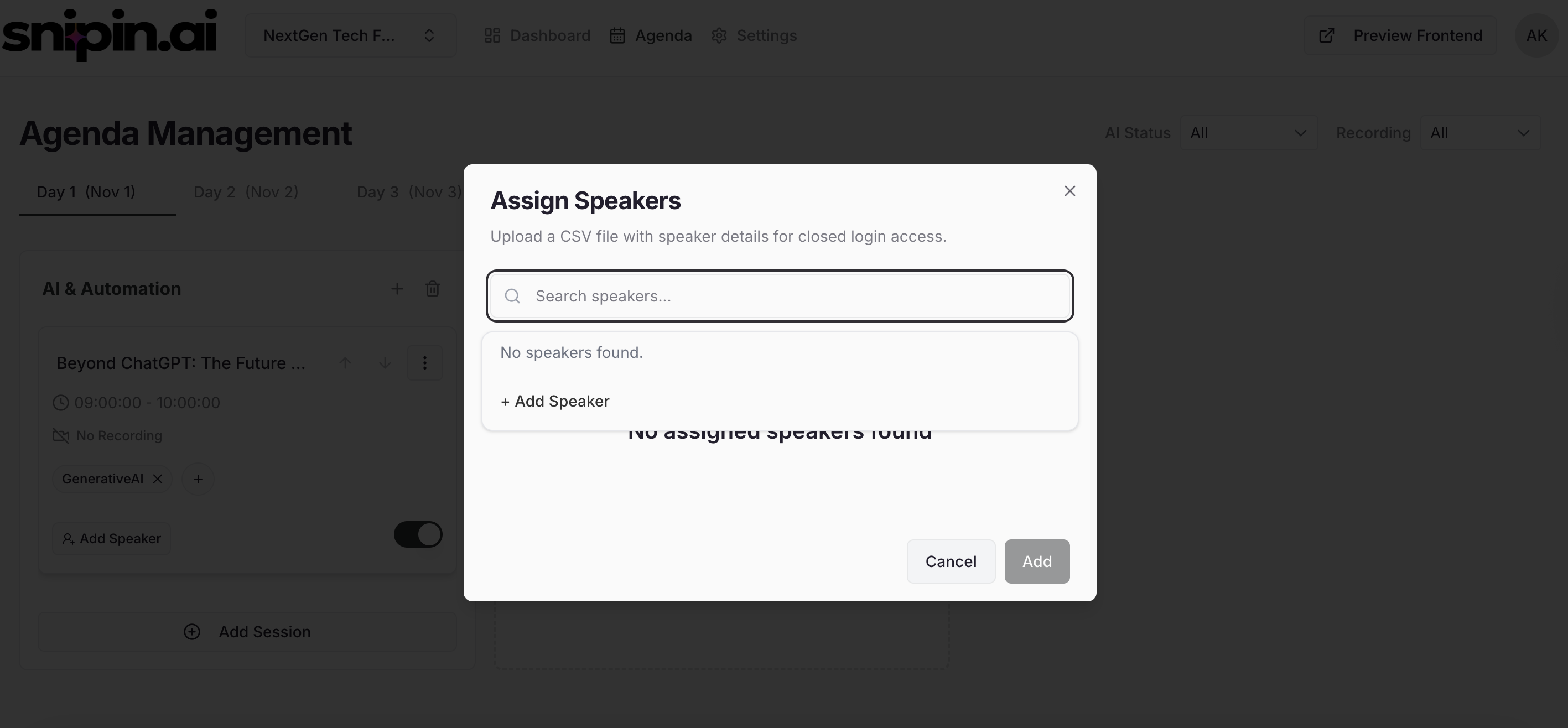 Account Assignspeakerpopup Pn