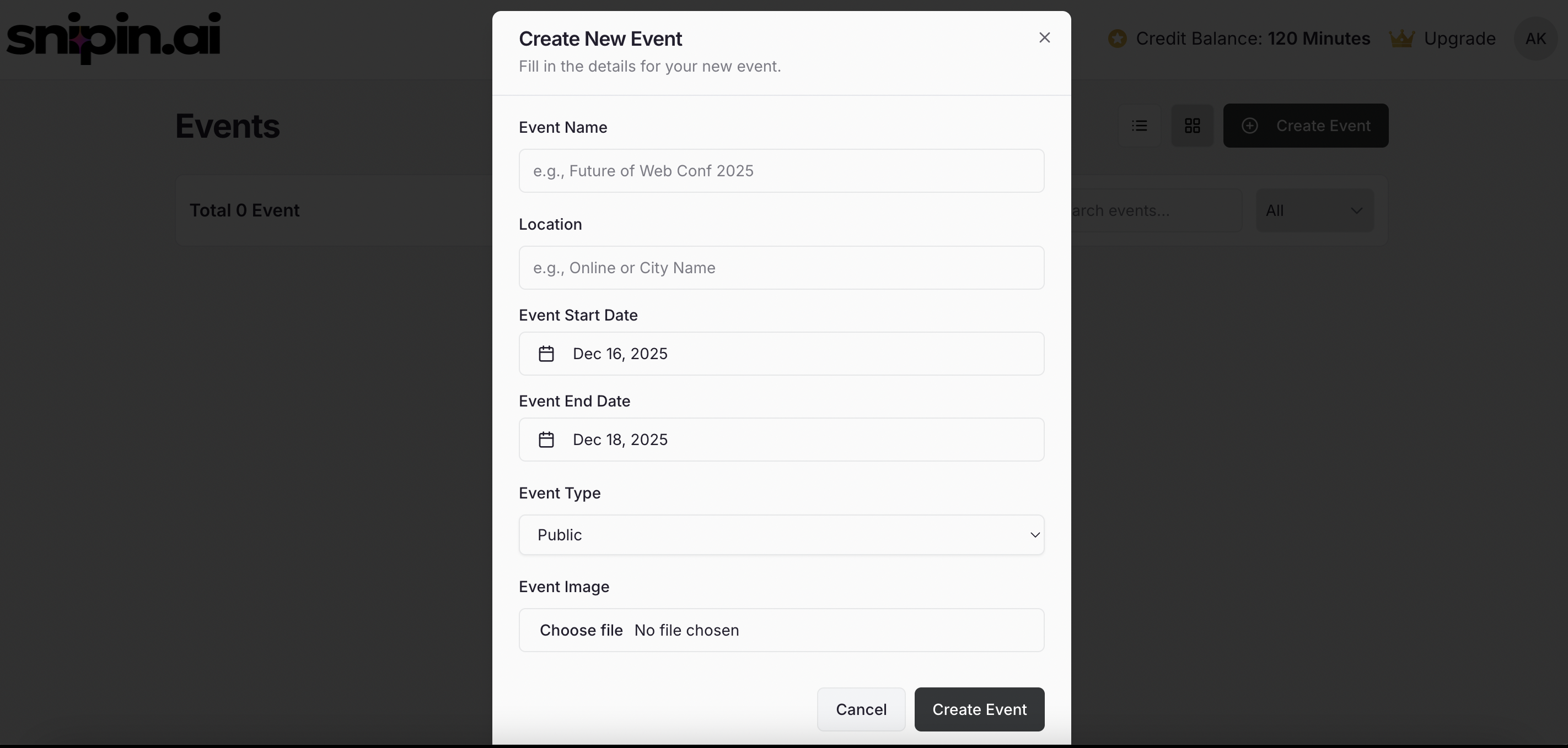 Account Create Event Fields Pn