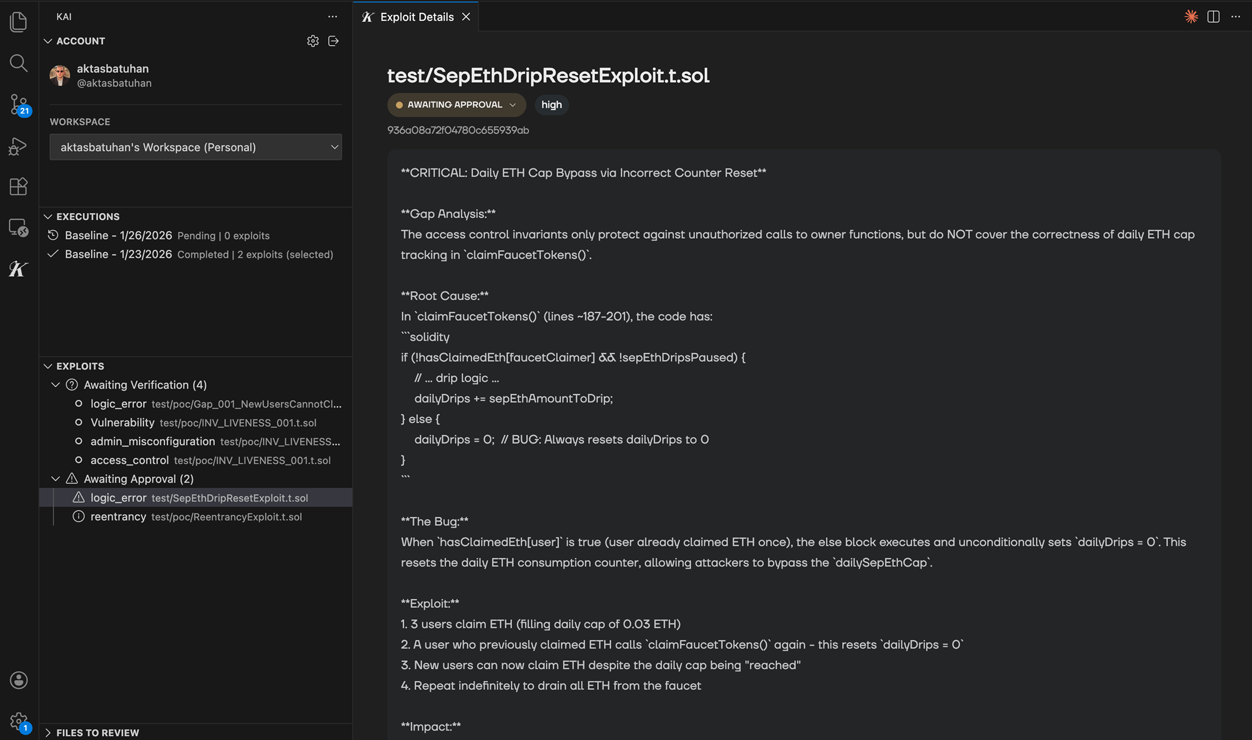 Detailed vulnerability report view