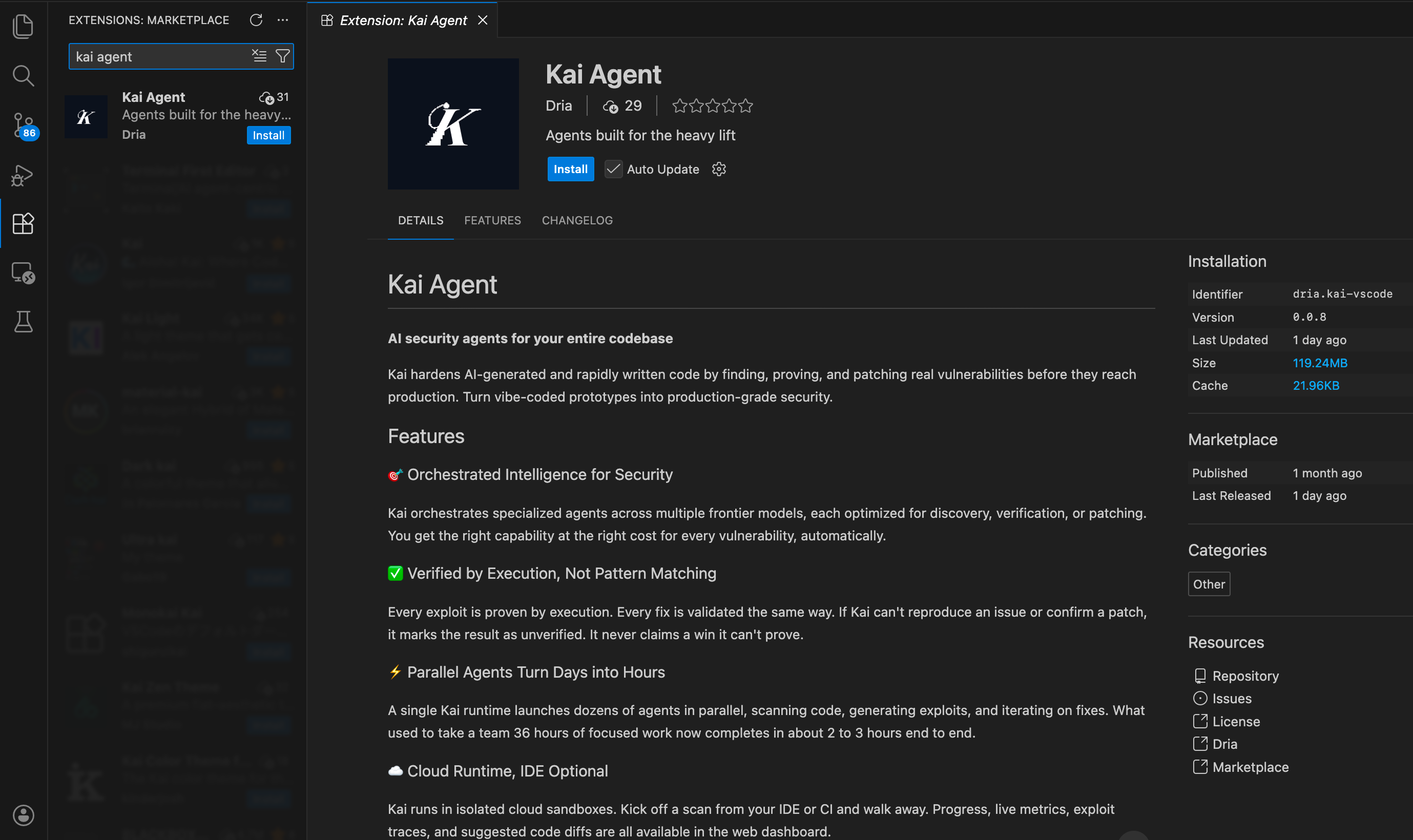 Kai extension in VS Code Marketplace